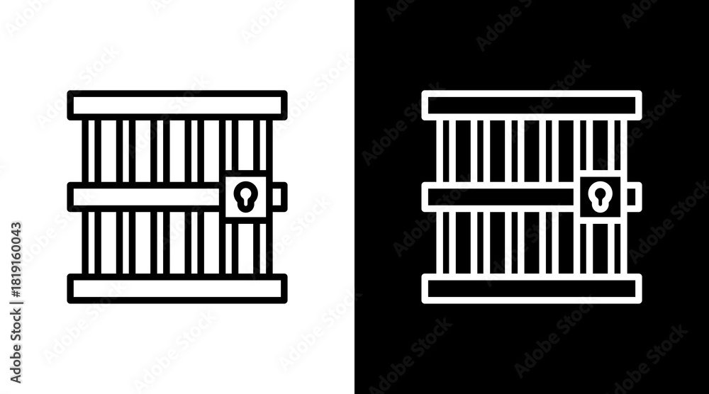 Prison Cell White Icon Set Design Stock Vector | Adobe Stock