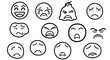 © Rafael - Collection of hand drawn emoticon faces expressing various emotions isolated on
