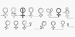 © Lunara Arts - Collection of female gender symbols in various styles, including continuous line art on a transparent background, representing womanhood and equality.
