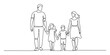 © Bilas - Continuous line drawing of a family walking together holding hands