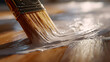 © Svetlana - Hyper detailed macro of paintbrush applying white paint on wood surface