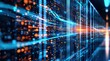 © TommyNa - Dynamic flow of digital data streams moving across illuminated server racks in a modern data center corridor, idea for IT infrastructure presentations and advanced technology system concepts