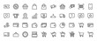 © PixeloAI - E-commerce and shopping line icon set. Vector pictograms of shopping bags, baskets, carts, payment, delivery, and marketing elements, thin linear illustration.