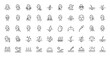 © PixeloAI - Skincare line icon set. Vector pictograms of facial treatments, hair health, hydration, SPF protection, and cosmetic procedures, thin linear illustration.