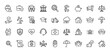 © SRITE KHATUN - Insurance line icon set. Vector pictograms of briefcase, umbrella, family, piggy bank, ambulance, house, car, fire, heartbeat, baby, money, thin linear illustration.
