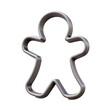 © PLASTIC 3D ICONS - Silver gingerbread man Christmas cookie cutter outline, 3D Icon – Glossy Minimal Emoji Style, Isolated PNG object
