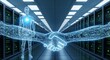 © ALAUDDIN - Digital handshake agreement between human and AI inside server room