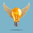 © Welington Campelo  - Light bulb with wings flying upward, symbolizing fast ideas and creative freedom, vector art.