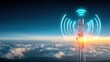 © Hospital man - Telecommunication tower emitting signals above the clouds aerial view technology sunset sky connectivity enhancement