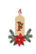 © Diana - Christmas advent candle with number one, poinsettia and pine branches. Flat vector illustration in festive style for holiday cards, calendars or seasonal decor.