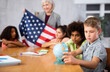 © JackF - Kids learning together about usa in geography class
