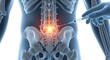 © Muhamad - Spinal injection for back pain relief, 3D medical illustration of a needle targeting the lumbar spine.