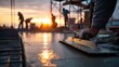 © Pringle - Construction Worker Smoothing Wet Concrete — finishing craft