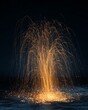 © grey - Upward spray of gold sparks forming fountain-style fireworks.
