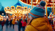 © sabyna75 - Enchanting nighttime scene of illuminated vintage carousel at a winter fair