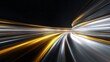 © YOUR - Bright light streaks race through a dark tunnel at high speed