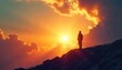 © Outhay - Silhouette of a lone figure reaching towards a radiant, heavenly light, symbolizing the journey to spiritual enlightenment and the hope of salvation , spiritual, salvation, spiritual awakening
