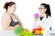 © Creativa Images - Doctor talking about purple cabbage benefits with an obese patient in a consultation