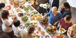 © Rawpixel.com - Diverse group enjoying buffet with various dishes. People gather around a table filled with food. Buffet includes salads, meats, and desserts. Social dining scene. People at dinner buffet together.