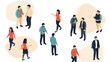 © Stock Image Zone - Isometric illustration of diverse people interacting in a community setting, representing social connections and networking in a modern flat design