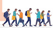 © Stock Image Paradise - Illustration of a crowd of people walking while absorbed by their smartphones, depicting modern digital addiction