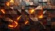 © Dede - Abstract Geometric Wood Blocks Glowing with Warm Orange Light