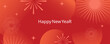© bodonk - Chinese New Year 2026 horizontal banner with fireworks on red  background and place for your text. Celebrating, new year 2026, independence day. Vector design for web, social media post, advertising,