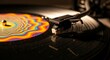 © khozainuzzuhri - Vibrant colors spin on a vintage vinyl record player capturing the essence of retro music