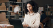 © DavidsPrime/peopleimages.com - Headset, shipping and woman with laptop for customer support, order info or typing. Logistics, computer and worker with mic for call, supply chain assistance and delivery in small business office