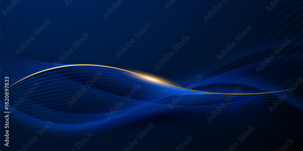 blue abstract background with luxury golden elements vector ...
