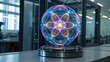 © Johnnii - A glowing, holographic sphere displays intricate patterns, symbolizing scientific concepts in a modern laboratory setting.