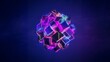 © Future Vision - Floating spherical cluster hosting neon-lit metallic cubes with reflective faces in studio, haze