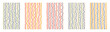 © Andrei - Colorful vibrant hand drawn deformed wavy line abstract vector pattern backgrounds. Childish squiggle stripes in retro funky sketch style. Transparent layout with creative uneven playful doodle design