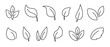 © ☆ simple vectors ☆ - Set of line leaf icons on transparent background. Leaves icon. Leaves of trees and plants. Collection green tea leaf. Elements design for natural, eco bio, vegan labels. Vector hand drawn illustration