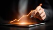 © rohmat - Business growth concept hand drawing rising line on digital tablet screen