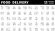 © Jocelyn_Flores - Food delivery icons set. editable line icons, outline, courier and logistics symbols