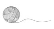 © Line Home - A minimalist line art illustration of a ball of yarn with a single strand unspooling across a white background