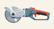 © Bening - Modern circular saw with sharp blade and ergonomic handle, depicted in clean, flat style against neutral