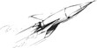 © cac_tus - Rocket sketch hand drawn style with dynamic motion lines and smoke trail. Vector illustration