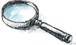 © labirint - Magnifying glass sketch hand drawn style with detailed handle and lens. Vector illustration