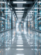 © valeo5 - Immersive Data Hub: Futuristic Server Room Aisle with Glowing Racks, High-Speed Connectivity, and Advanced Digital Infrastructure
