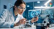 © Vasiliy - Female engineer working on a robotic arm in a high-tech laboratory. Scientist developing innovative automation technology. Research and development in robotics