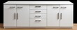 © kachakanogAS - A sleek, modern white sideboard cabinet featuring multiple drawers and doors, set against a dark backdrop