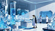 © BedRoses - Illustration Of A Futuristic Laboratory Of Polar Ice, Managed By Penguin Scientists Vector Design Template