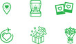© Saidurra12 - Romantic Icons Set for Love themed Designs featuring gifts flowers and travel locations perfect for wedding anniversaries or Valentines Day designs and celebrating relationships