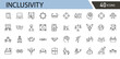 © IconForge Studio - Inclusivity related icons set including diversity, equality, accessibility, teamwork, acceptance, unity, and community support. outline icons .