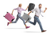 © Ljupco Smokovski - Full length shot of a man and woman running with suitcases