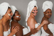 © Sabrina - Group of happy multiracial women having fun together during beauty skin care day - Face treatment, multi generational people and friendship concept
