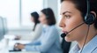 © Margarita Ratatosk - Woman in headset providing support service. Customer support operator with microphone for call center telemarketing or online assistance.