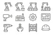 © OLEKSANDR - Vector industrial building storage icon gear welding torch assembly robotic robot factory